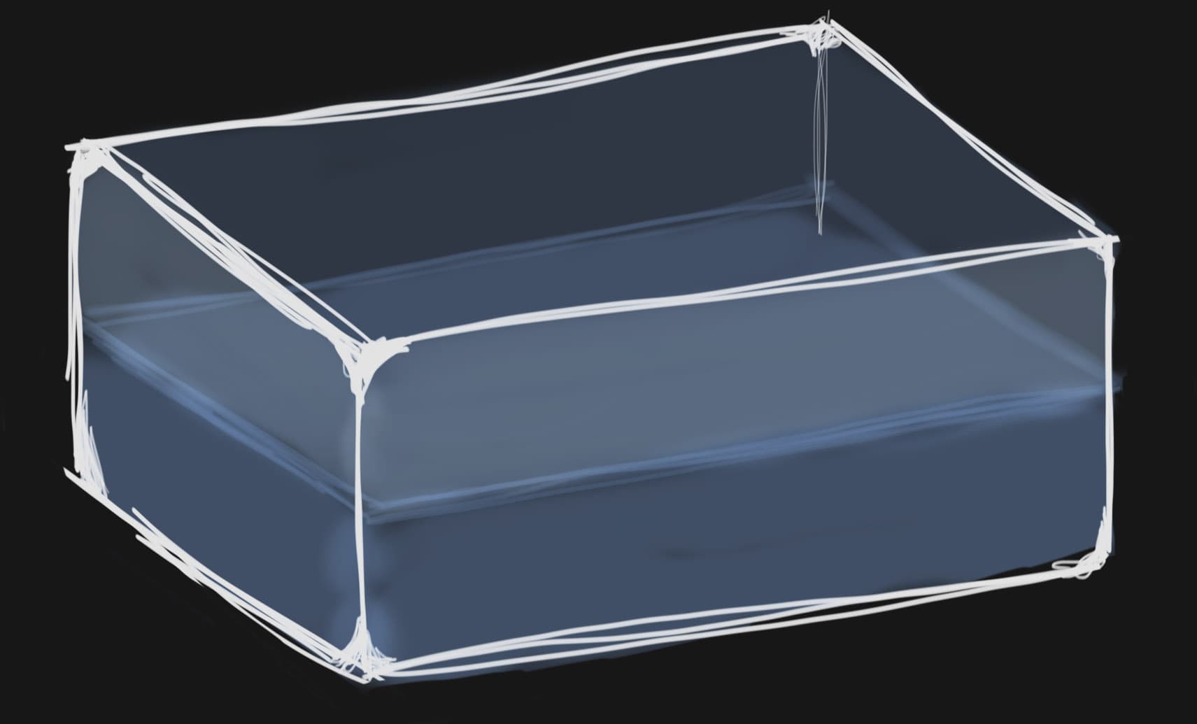 a drawing of an aquarium filled half way with salt water and half with fresh water