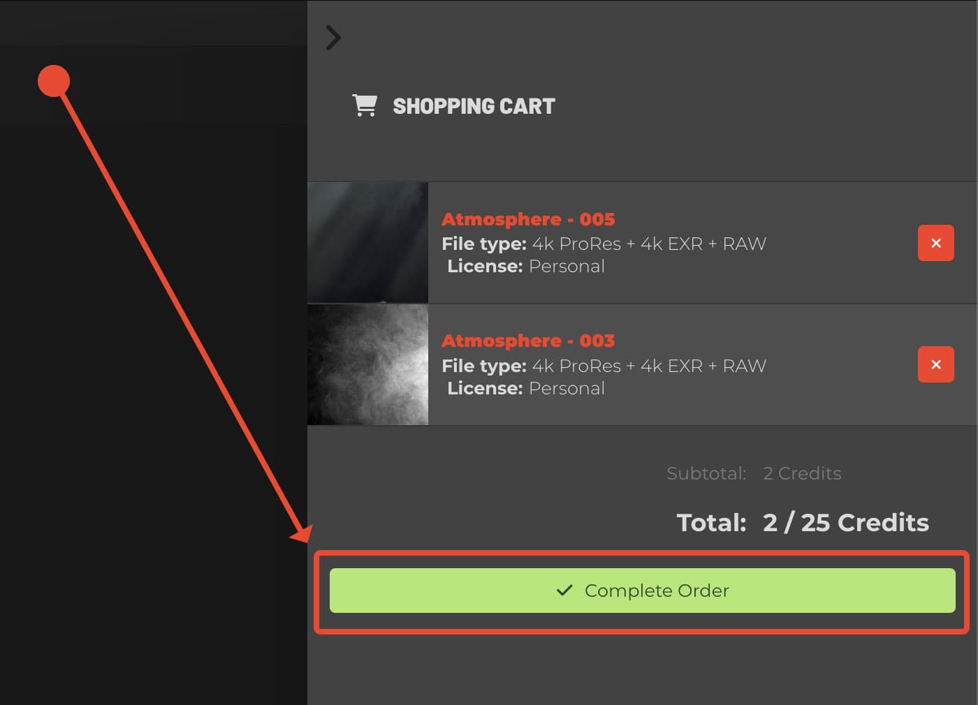 complete checkout button