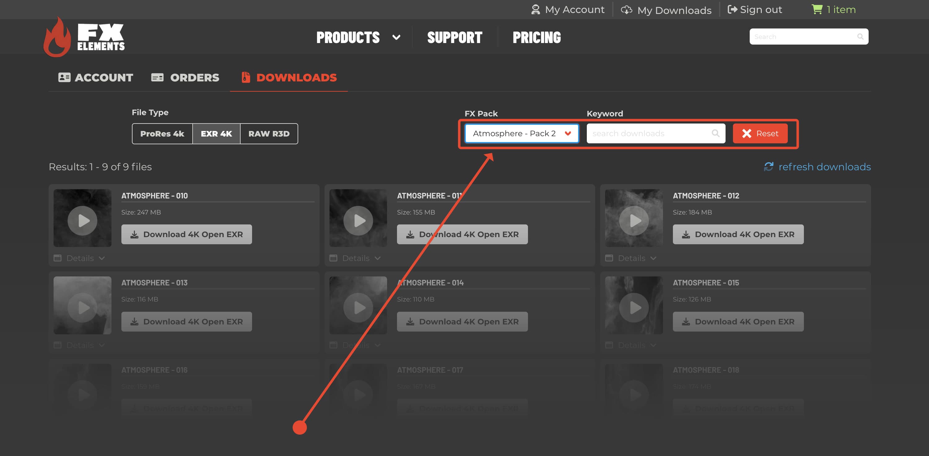 filtering downloads by keyword