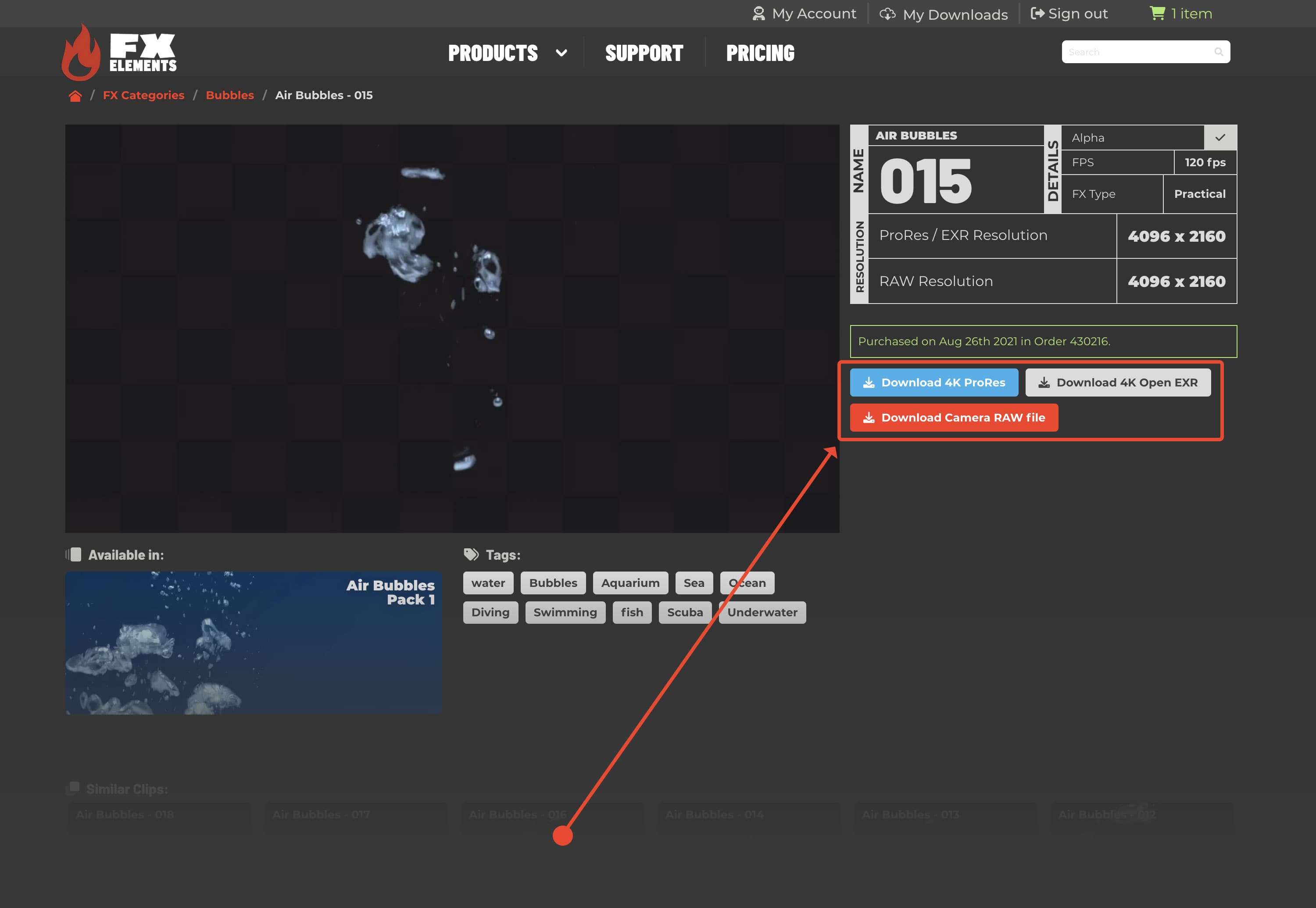 product page UI download example