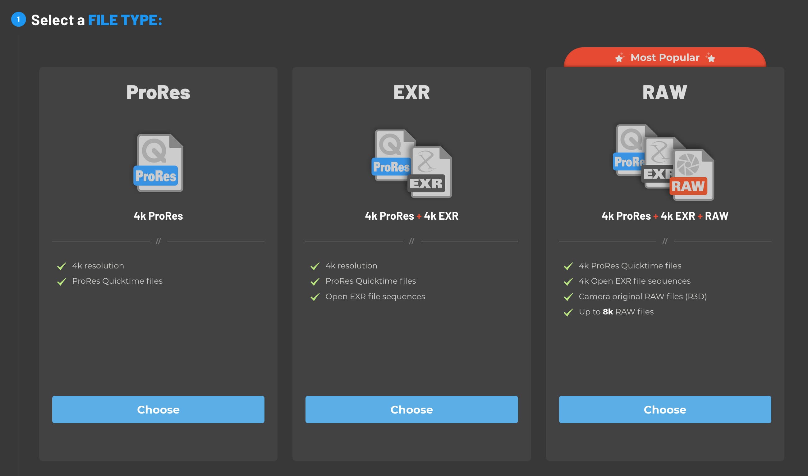 file type options UI