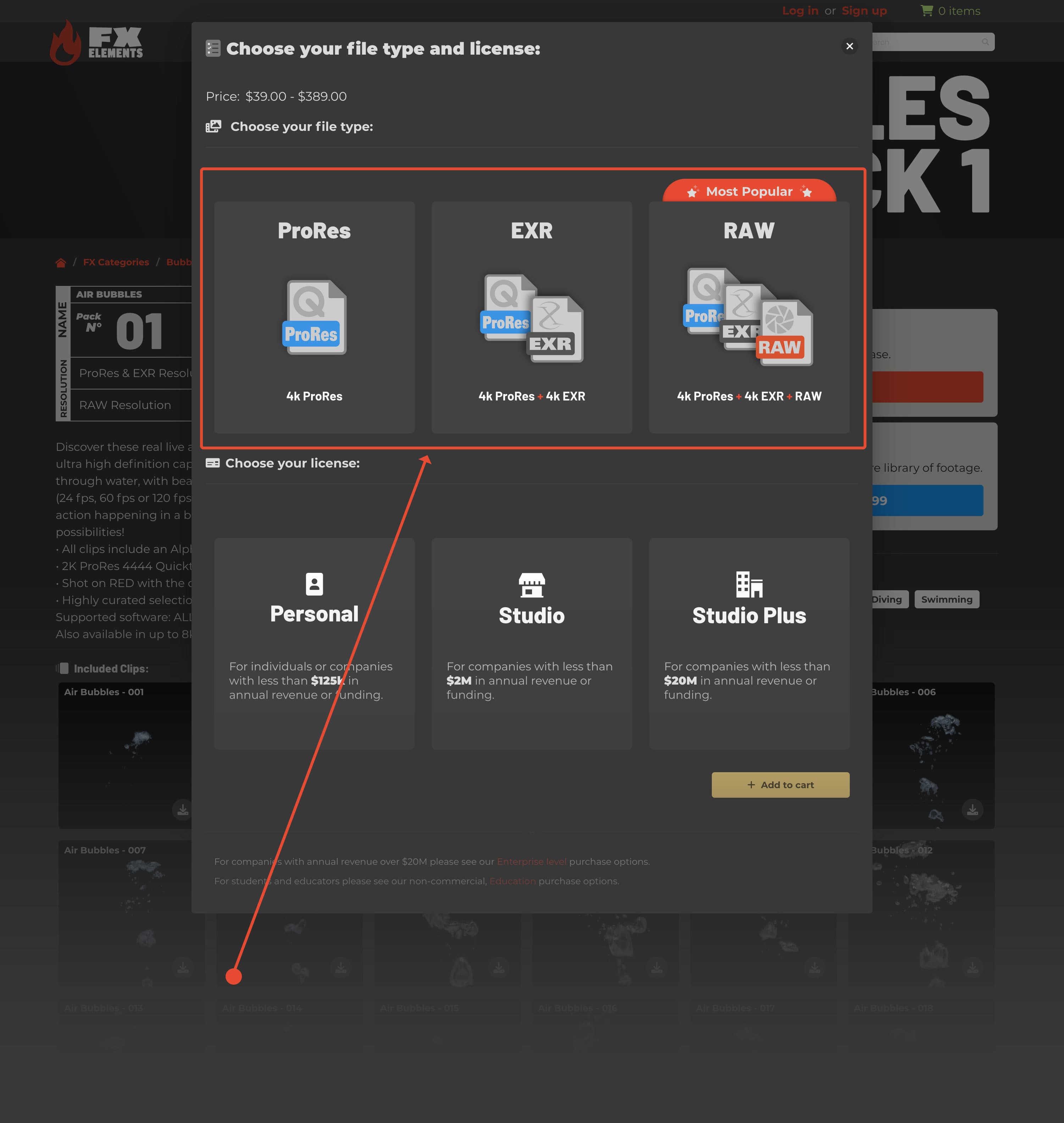select file type options demonstration