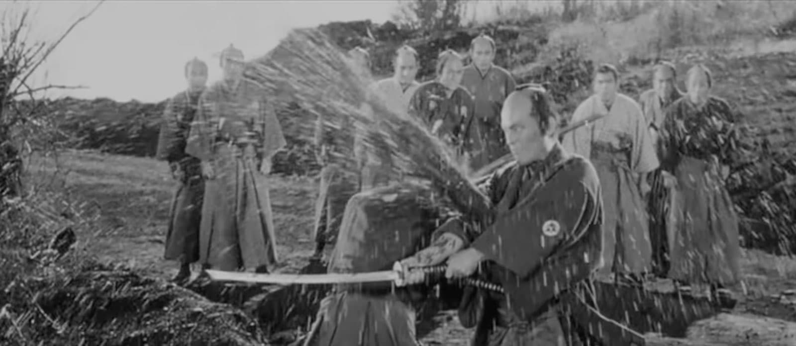 blood spray in Sanjuro (1962)