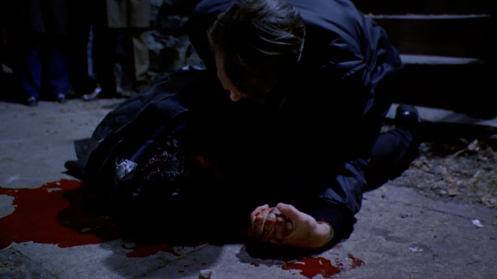 spilled blood on the pavement